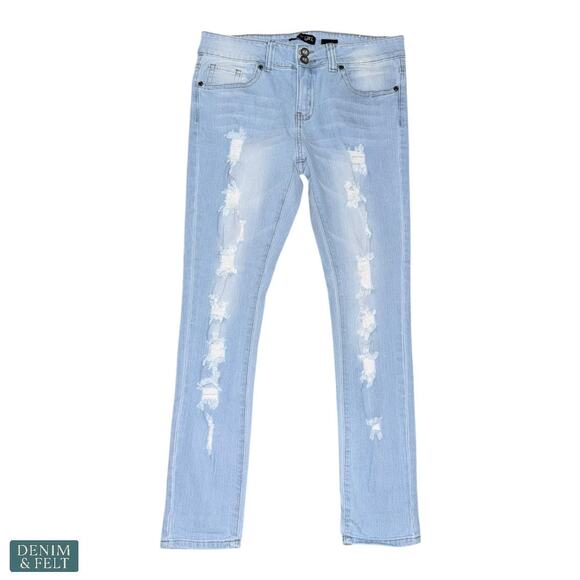 Cover Girl Light Wash Distressed Skinny Jeans Women’s Size 9/10 Ripped Denim - Picture 1 of 7
